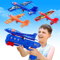 3 Pack Airplane Launcher Toys 2 Flight Modes LED Foam Glider Catapult Plane Outdoor Flying Toy for K