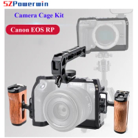 Powerwin Camera Cage For Canon EOS RP with wooden Handle Rig Kit Aluminum Alloy Multifunctional Arri Locating Screw