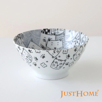 【Just Home】日本製滿版貓陶瓷7吋麵碗(日本製 麵碗 拉麵碗)