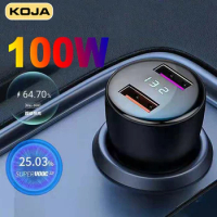 Car Charger Dual USB Fast Charger 100W Quick Charge 65W/40W AFC/FCP/SCP/VOOC With LED Display For Huawei Xiaomi Samsung Phone