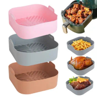 Air Fryers Oven Baking Tray Fried Chicken Basket Mat AirFryer Silicone Pot Square Replacemen Grill Pan Air fryer Accessories