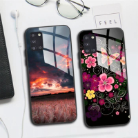 For Samsung Galaxy A31 A51 A71 Case Tempered Glass Cover Phone Cases For Samsung A315 A515 A715 Hard Covers Cartoon bumper coque