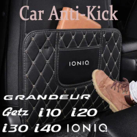 Car Leather Seat Backrest Anti-kick Pad Protector Auto Accessory For Hyundai GETZ Grandeur I10 I20 I30 I40 IONIQ IX25 IX55 EQUUS