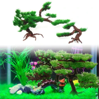 Fish Tank Aquarium Ornament Decor Artificial Welcome Pine Bonsai Plastic Pine Tree for Home Decoration Aquatic Pet Supplies