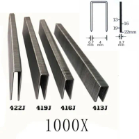 1000Pcs 416J U-shaped Staples for Framing Tacker Electric Nail Staple Gun Steel Nail for DIY Woodworking Carpentry Wardrobe Tool