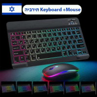 RGB Backlit Bluetooth Keyboard Mini Wireless keyboard With Rechargeable Mouse kit Hebrew Arabic Korean Russian Brazil Keyboard