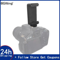 1/4" Flash Hot Shoe Screw Adapter Tripod Mount + Mobile Phone Clip Holder Adjustable 57-85mm for Canon Nikon Sony DSLR Camera