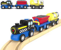 Toy Train Electric Train Set for Wooden Tracks Christmas Motorized Train Toys for Toddlers Battery O