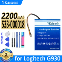 2200mAh YKaiserin Battery 533-000018 for Logitech g930 Gaming Headset G930 F540 MX Revolution Bateria