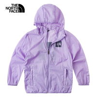 【The North Face 官方旗艦】北面兒童紫色防風防曬彈力袖口可打包休閒連帽外套｜899CPJO