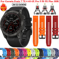 26 22 20MM Silicone Watch Band Strap For Garmin Fenix 7 7S 7X 6X 6S Pro Easyfit Wristband 5 5X Plus 3HR Epix Smartwatch Bracelet