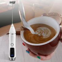 Handheld Milk Frother Rechargeable Drink Mixer Blender Adjustable Whisk Coffee Frother Mixer For Latte Cappuccino Hot Chocolate