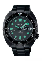 Seiko 精工 Prospex 黑色系列「夜視」海龜潛水員黑色不鏽鋼錶帶自動腕錶 SRPK43K1