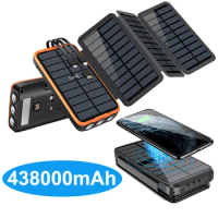 43800mAh PD 20W Solar Power Bank with Cable Fast Qi Wireless Charger for iPhone 15 Samsung S22 Xiaomi Powerbank with Flashlight