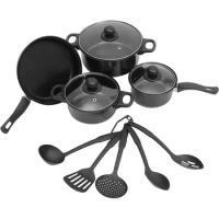 7 Pcs Cast Iron Pots And Baking Deep Frying Pan Set Skillet Fry Baking Deep Frying Pan Cooking Pots Nonstick Cookware Utensils