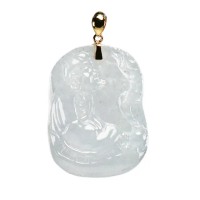 【漢石齋】天然翡翠A貨 菩提達摩18K金墜頭玉佩吊墜 冰種(20*27*6mm)