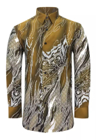 Pacolino Pacolino - Long Sleeve Yellow Color Printed Batik Shirt