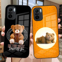 Cartoon Teddy Bear Phone Case For Xiaomi Redmi Note 13 10 10T 11i 11T 11 9 8 11S Poco X3 M4 F3 Pro Glass Covers
