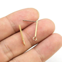 10pcs Bar Stick Stud Earrings, Earring Post with loop, Drop Earrings, Real 14K gold plated, Earring Accessories GS123