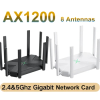WIFI Router AX1200 Gigabit Wireless Router Signal Amplifier 2.4G 5GHz 8 Antennas WiFi Extender Network Card for PC Accessories