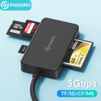PHIXERO Multi USB 3.0 Memory Card Reader 4 in 1Micro SD TF CF MS Lector Adapter Type C Microsd Stick Switch for PC Camera 2TB