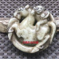 古玩岫玉吊墜工藝玉雕掛件古玉老玉復古玉佩腰墜玉器把件玉石新品