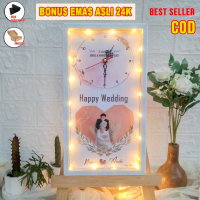 JAM DINDING CUSTOM UNIK KADO WEDDING ULANG TAHUN WISUDA GRADUATION dll Kayu Frame Lampu
