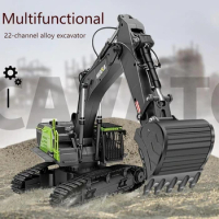 Huina 1593 22-channel Multifunctional 1:14 Screw Drive Alloy Excavator Model Engineering Car Track Children's Toys Gift Gift