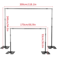 SH New 2.4X3M Heavy Duty Background Backdrop Stand Photo Background Support Studio Light Tripod Picture Canvas Frame System Kit