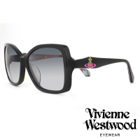 【Vivienne Westwood】英國精品時尚方框系列造型太陽眼鏡(VW74801-黑)