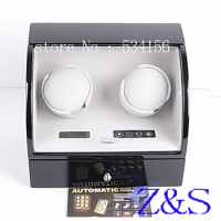 black wooden watch winder with high gloss piano paint,automatic CNC automatic box on the watch chain shaking table watch winder