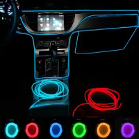 By DHL 200sets Car Flexible Neon Led EL Wire Light Ciggerete Plug Tape Cable Strip LED Flex Sewing Edge Car Styling Tube Rope