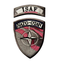 ISAF NATO-OTAN embroidered patch hook and loop badge funny Hook Loop motorcycles tactical patches army airsoft outdoor custom
