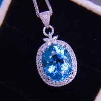 E422 Aquamarine Ring Fine Jewelry Pure 18K Gold Natural 11.15ct Blue Aquamarine Gemstones Fine Rings for Women Birthday Presents