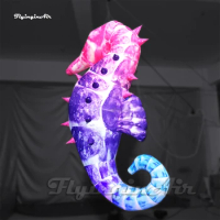Personalized Hanging Inflatable Seahorse Balloon Cartoon Animal Model Air Blow Up Sea Horse With RGB Light For Party Event
