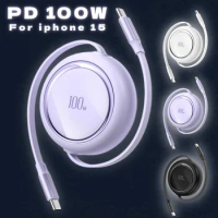 PD100W Retractable Dual Type C Fast Charging Data Cable For iPhone 15 For Samsung Xiaomi Huawei PD27W USB C To Lightning Cable