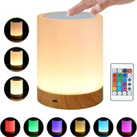 3500mAh遙控LED led觸控燈七彩木紋充電小夜燈 USB充電功能曖光
