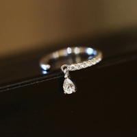 Asli S925 perak tulen 18K emas bersalut terbuka cincin berlian berbentuk laras untuk wanita perkahwinan aksesori barang kemas halus