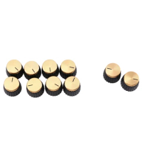 10Pcs Guitar AMP Amplifier Knobs Push-On Black+Gold Cap For Marshall Amplifier