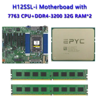 For Supermicro H12SSL-i Motherboard +1*EPYC 7763 2.45Ghz 64 Core/128 Thread L3 Cache CPU Processor 2* DDR4 32GB 3200mhz RAM