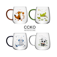 【CCKO】 Q萌動物園 可愛動物玻璃杯 350ml 刻度玻璃杯