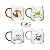 【CCKO】 Q萌動物園 可愛動物玻璃杯 350ml 刻度玻璃杯