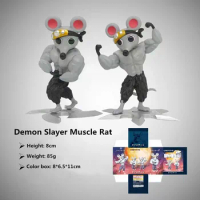 New Demon Slayer Muscle Mouse Anime Action Figure Mukimuki Mouse of Uzui Tengen 8cm PVC Collection Model Toys for Kids Gifts
