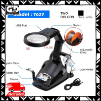 Pegangan Solder + Kaca Pembesar + LED  USB Welding Magnifier 3X/4.5X