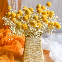 【免運/可開票】擺件 仿真花 手捧花 黃金球干花花束干燥花永生花diy花材高級感真花天然植物裝飾端午