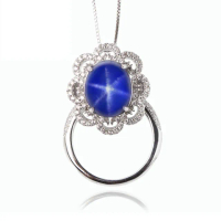 【Hommy Jewelry】藍色夢境｜ 藍寶石戒指 項鍊 兩戴款(法國星鑽 六道星芒 貓眼)