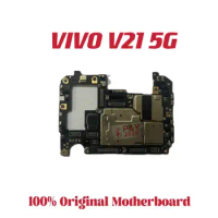 Original Unlocked Main Board for Vivo, Mainboard Motherboard, Chips Circuits, Flex Cable, V21, 5G