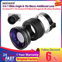 NEEWER 2 in 1 Wide Angle &amp; 10x Macro Additional Lens for Sony ZV-1 for Canon G7X Mark III Supports 4K video shooting LS-18