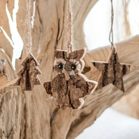 掬涵 原木掛件樹皮工藝品歐式花園圣誕吊飾創意貓頭鷹松鼠麋鹿