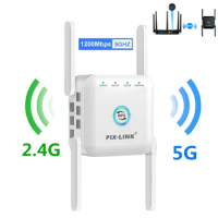 PIXLINK 1200M Long Range Wifi Repeater 2.4GHZ 5GHZ Gigabit Router Wifi Signal Amplifier Wireless Repeater Wifi Extender Booster
